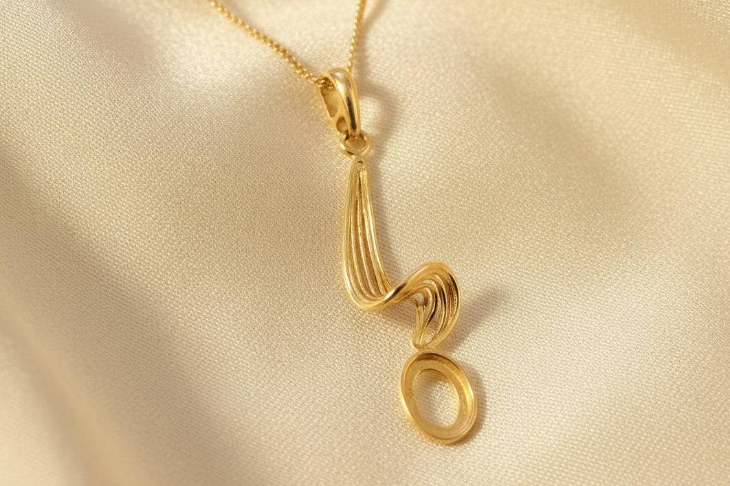 Solid Gold Wave Pendant To Fit 8x6