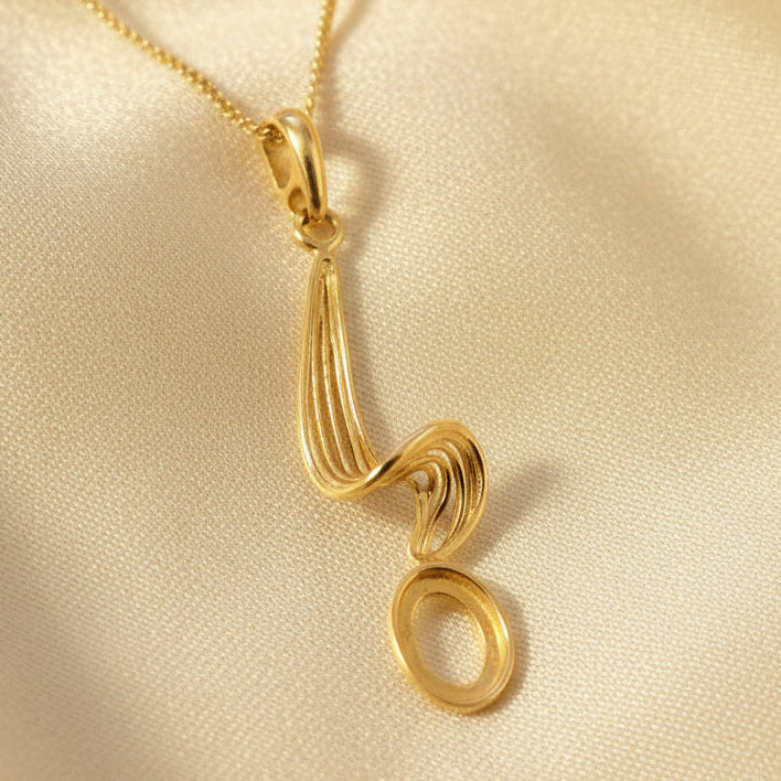 Solid Gold Wave Pendant To Fit 8x6