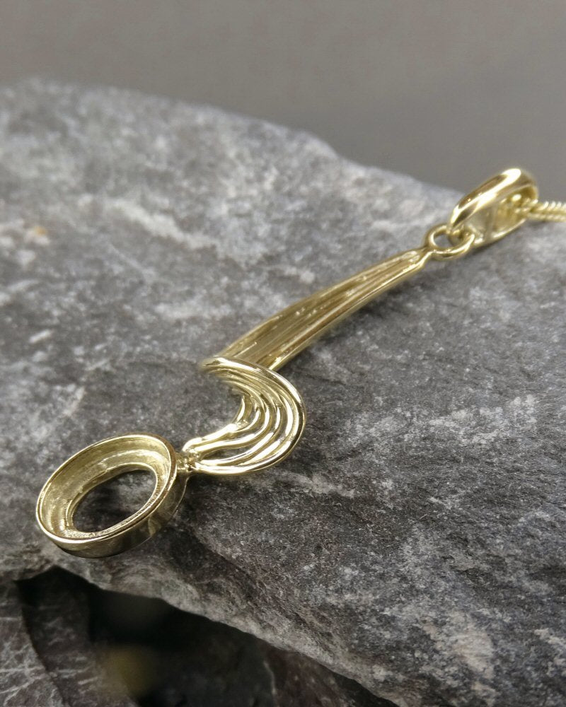 Solid Gold Wave Pendant To Fit 8x6