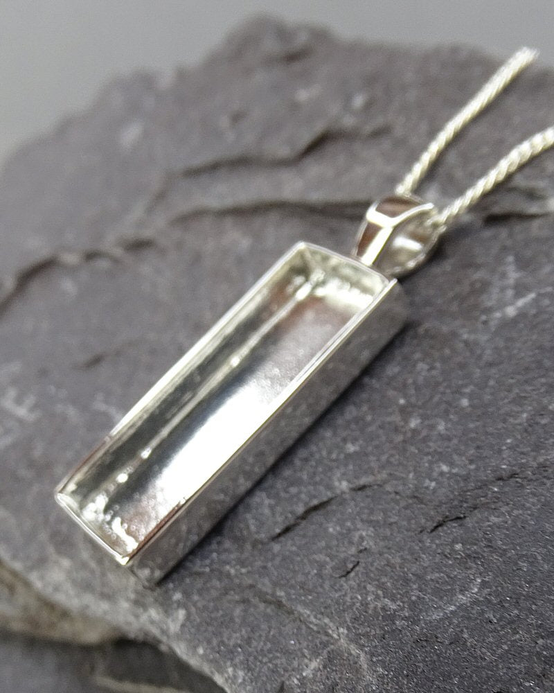 Silver Oblong Solid Back Pendant Setting For Your Own Stones