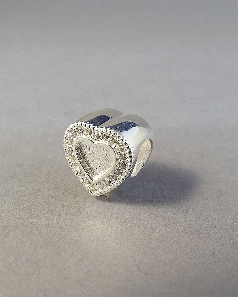 solid silver heart bracelet charm for resin