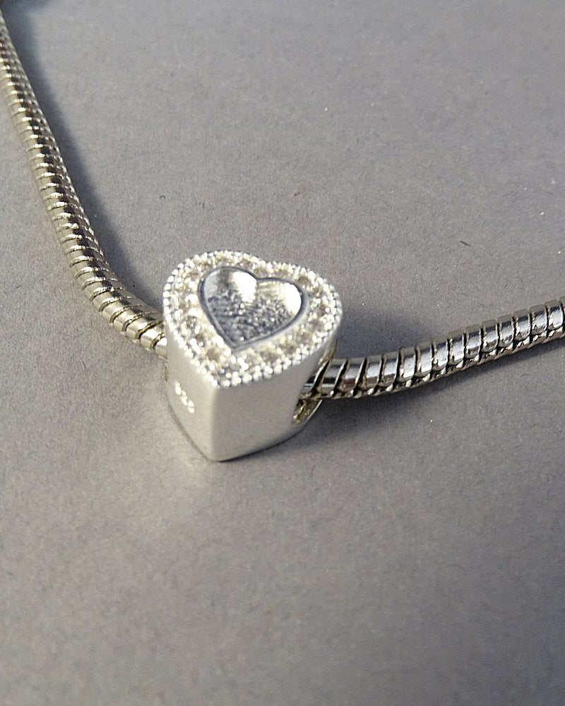 Stunning Solid Silver Heart Bangle Charm Suitable For Resin
