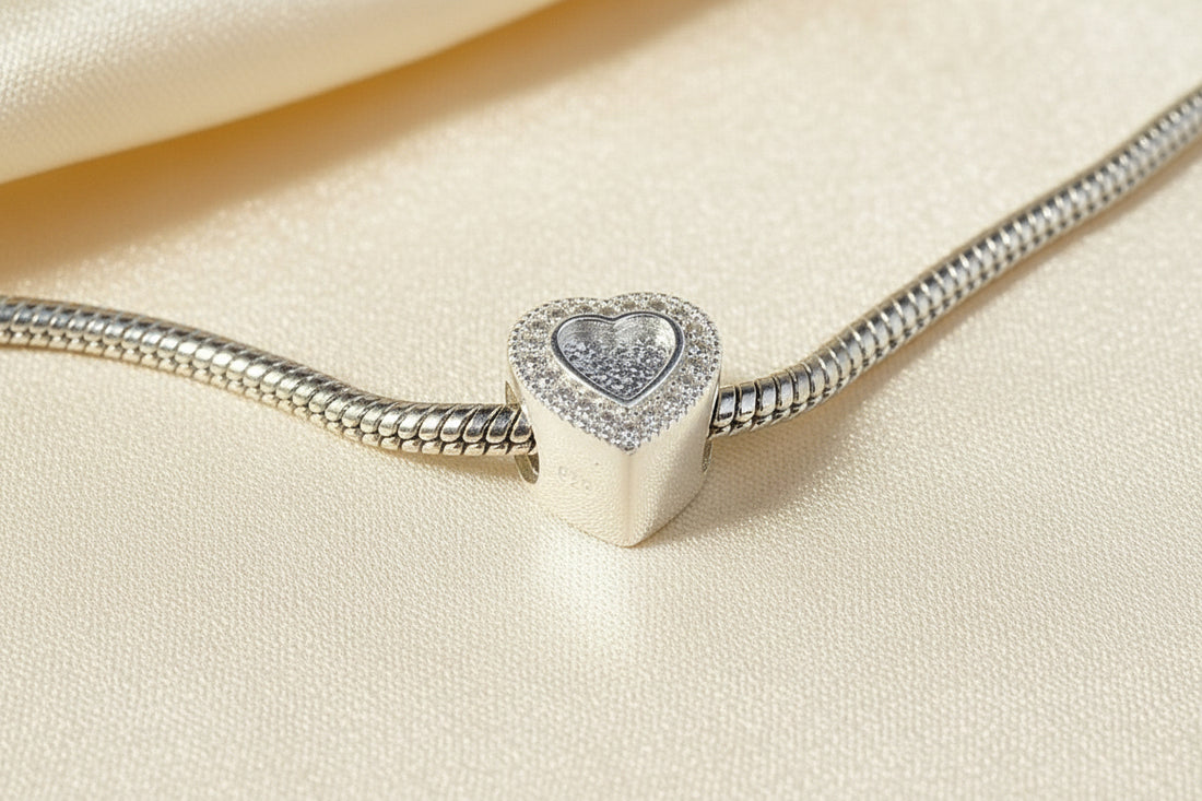 Stunning Solid Silver Heart Bangle Charm Suitable For Resin