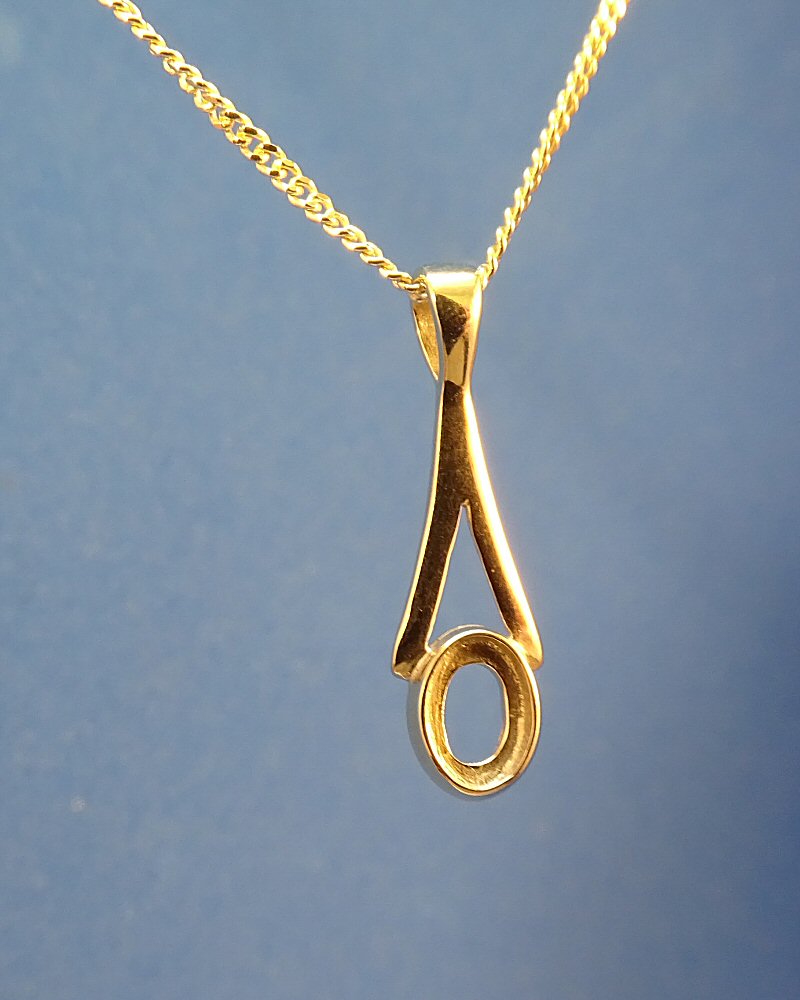Solid Gold Pendant to fit 6x4 cabochon