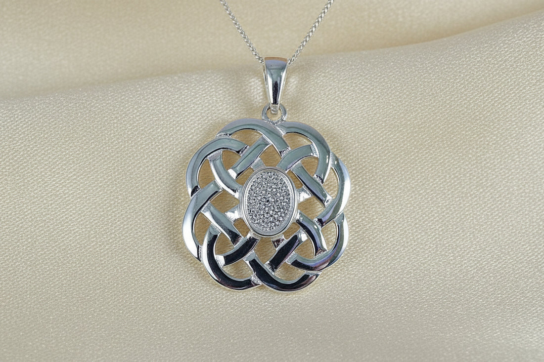 silver cltic knot pendant for cabochon