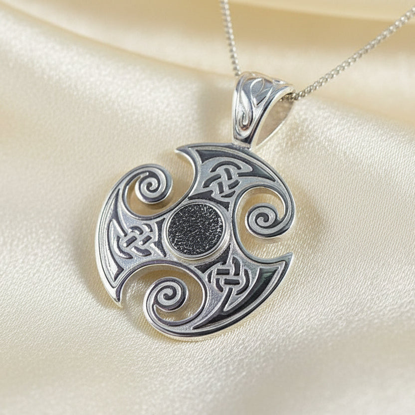 silver Viking style pendant for cabochon or resin