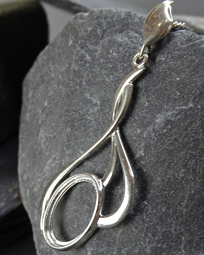 Silver Fancy Pendant Setting For 14x10 Cabochon