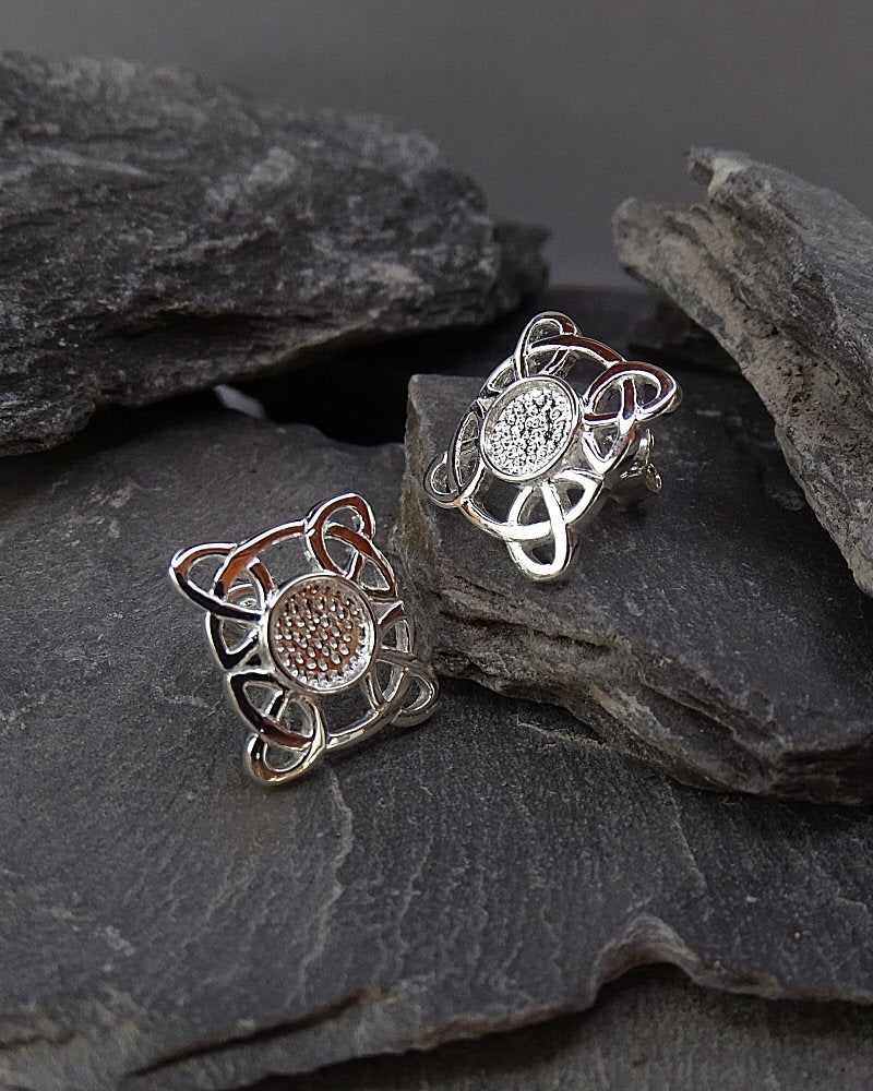 Solid Silver Celtic Earrings Suitable For Resin Or  5MM Cabochons