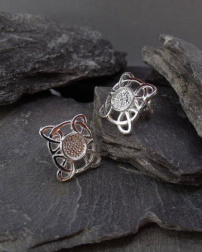 Solid Silver Celtic Earrings Suitable For Resin Or  5MM Cabochons