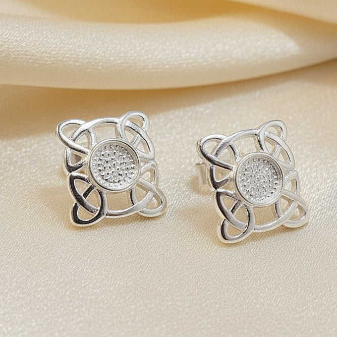 Solid Silver Celtic Earrings Suitable For Resin Or 5MM Cabochons