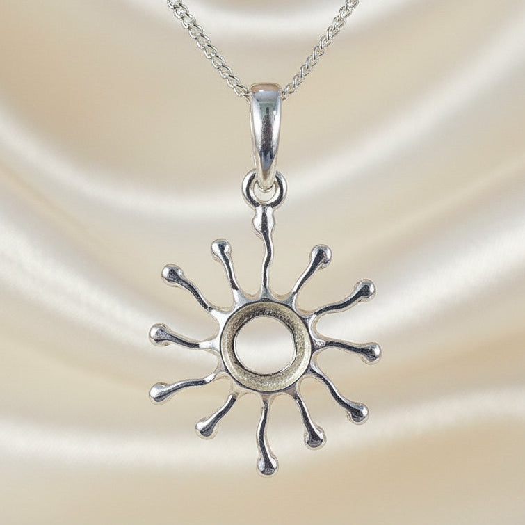 Silver 925 Sun Burst Pendant To Fit 7mm Stone