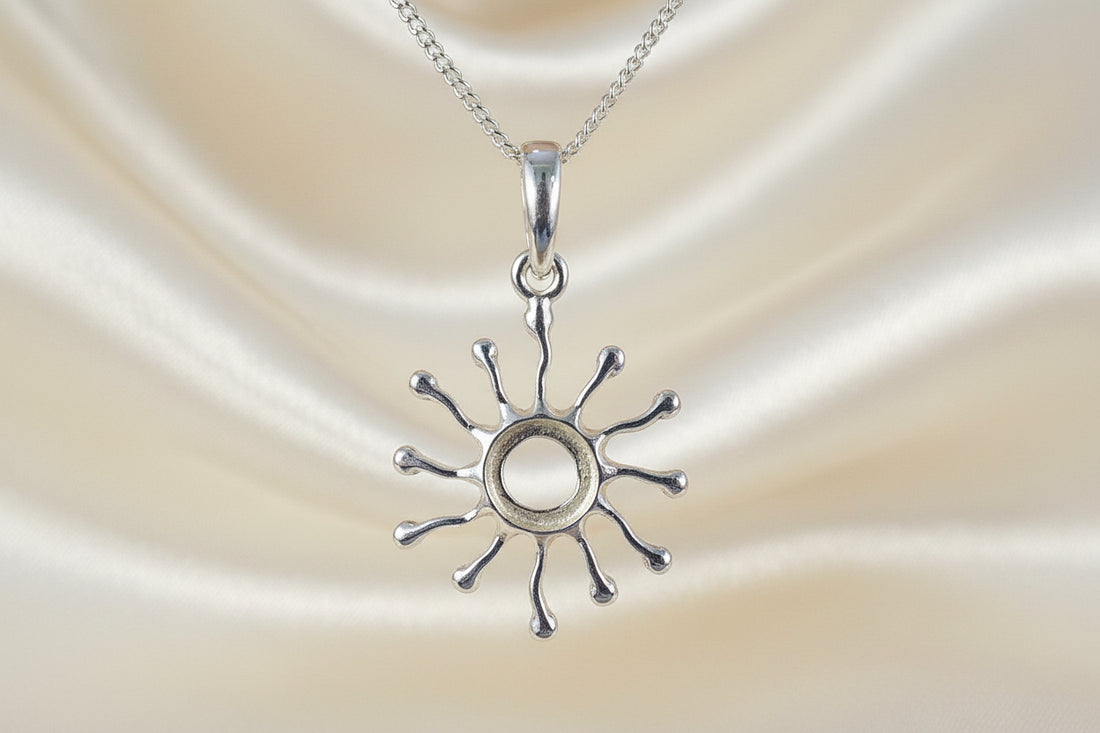 Silver 925 Sun Burst Pendant To Fit 7mm Stone