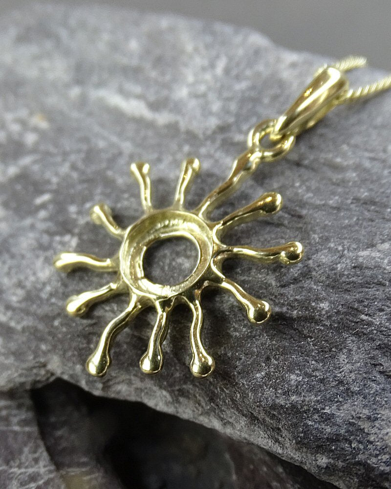 Solid gold Sunburst Pendant To Fit 7mm
