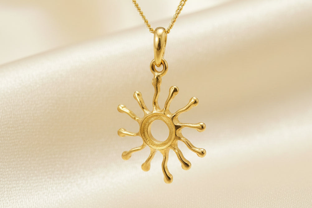 Solid gold Sunburst Pendant To Fit 7mm