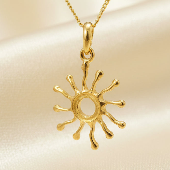 Solid gold Sunburst Pendant To Fit 7mm