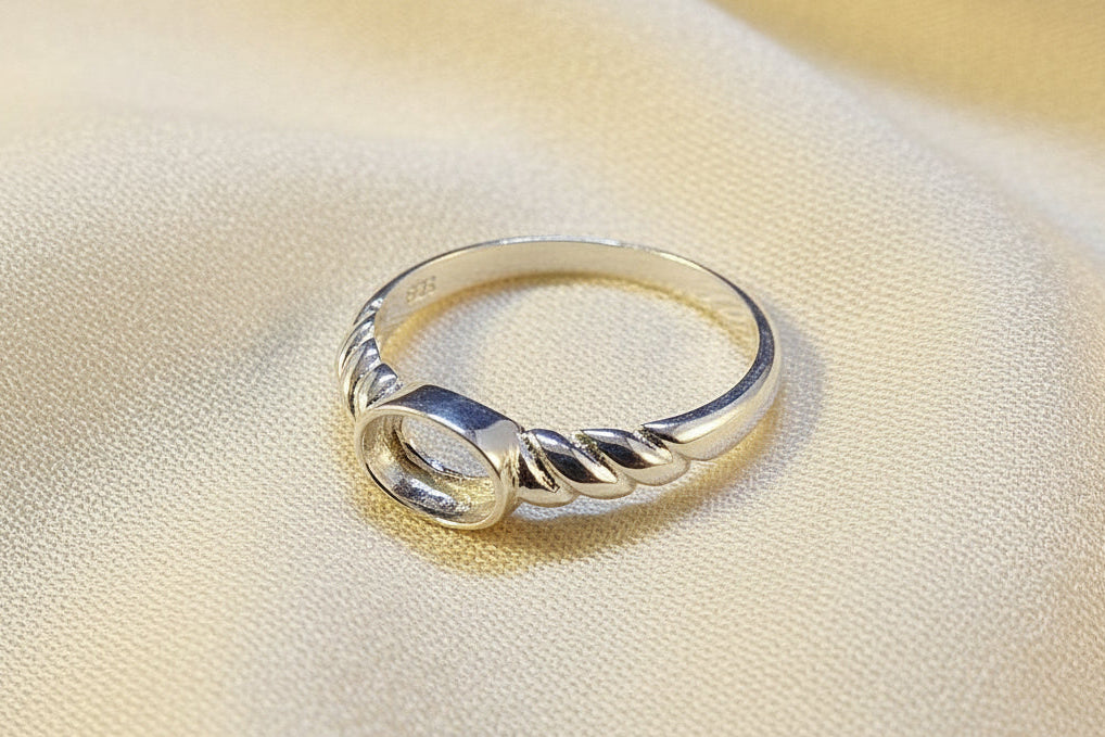 Silver Ring Setting For 7x5 Stone