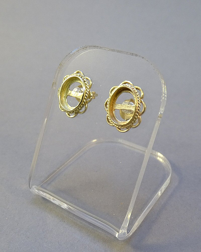 Solid Gold Frill Edge Stud Earring Settings