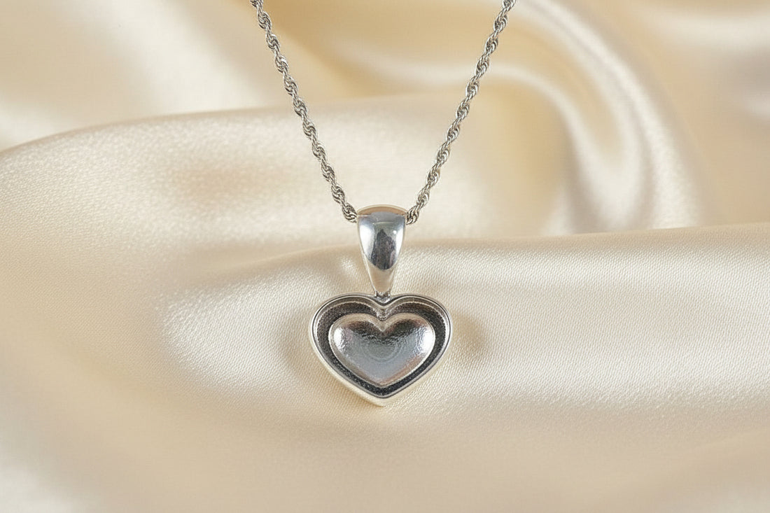 silver heart pendant for resin
