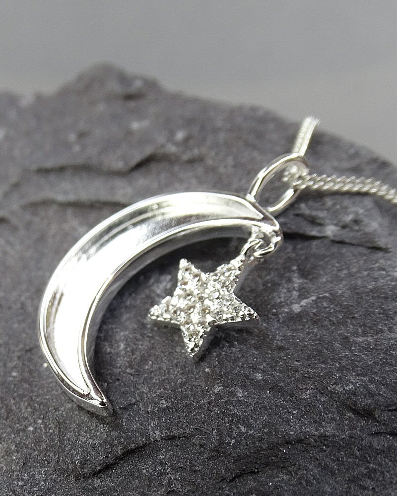 Solid Silver Moon And Star Pendant Suitable for resin
