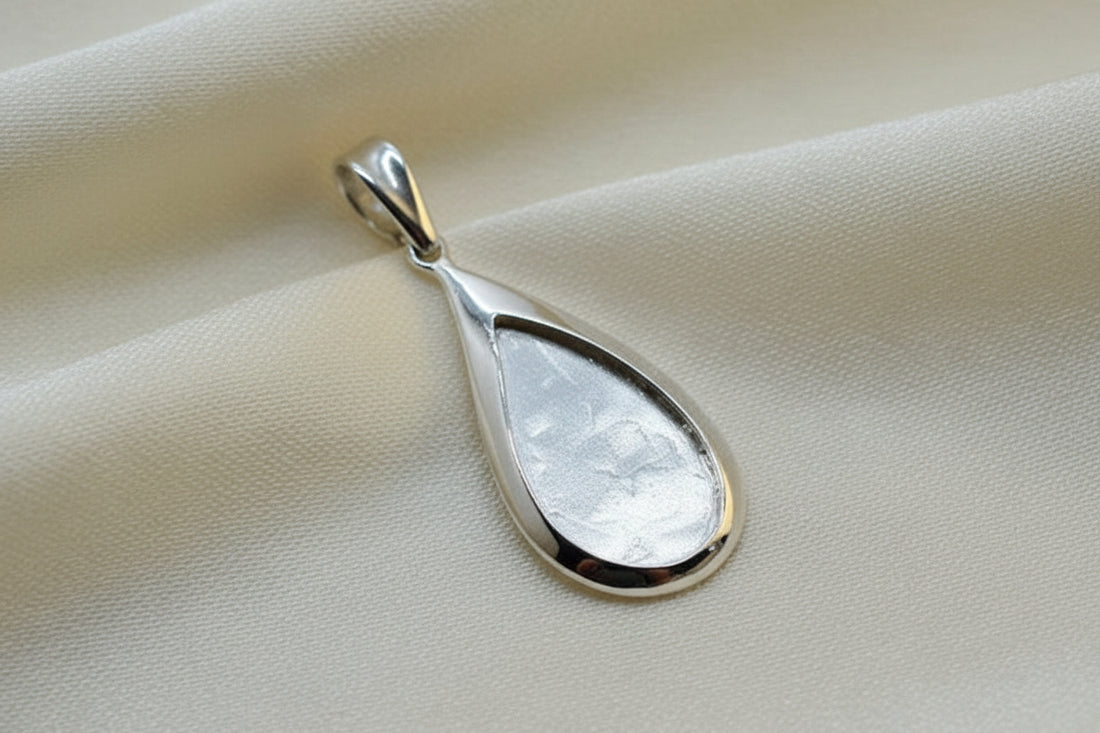 Pear Shape Solid Back Silver Pendant Good For Resin