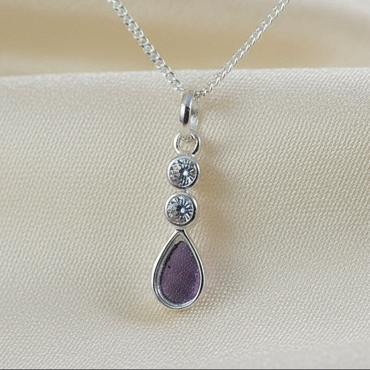 silver an cz teardrop pendant