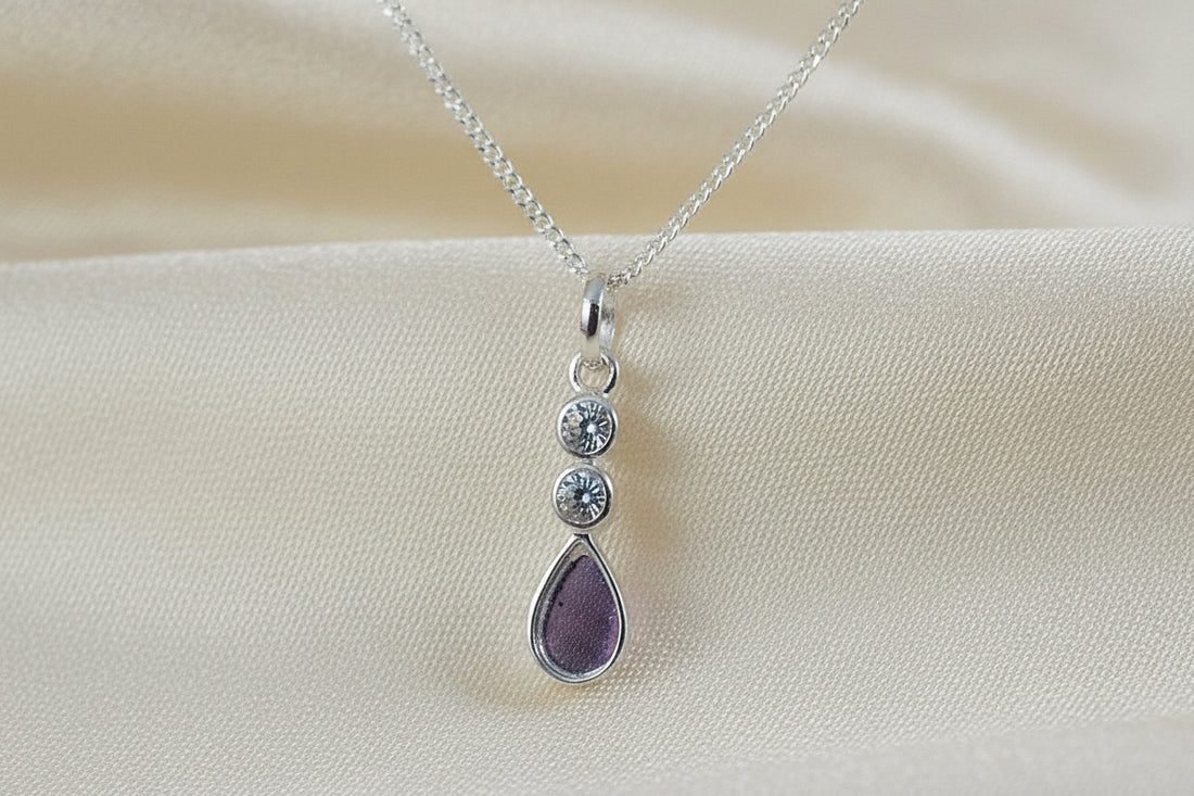 silver an cz teardrop pendant