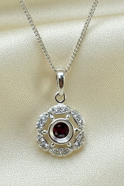 Solid silver pendant  mount with cz to fit 5mm cabochon or resin