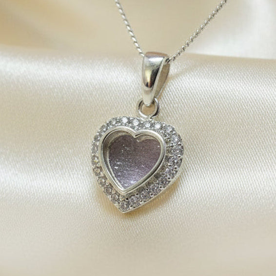 Stunning Silver Heart Pendant With cz Suitable For Resin