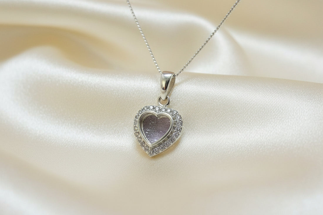 Stunning Silver Heart Pendant With cz Suitable For Resin