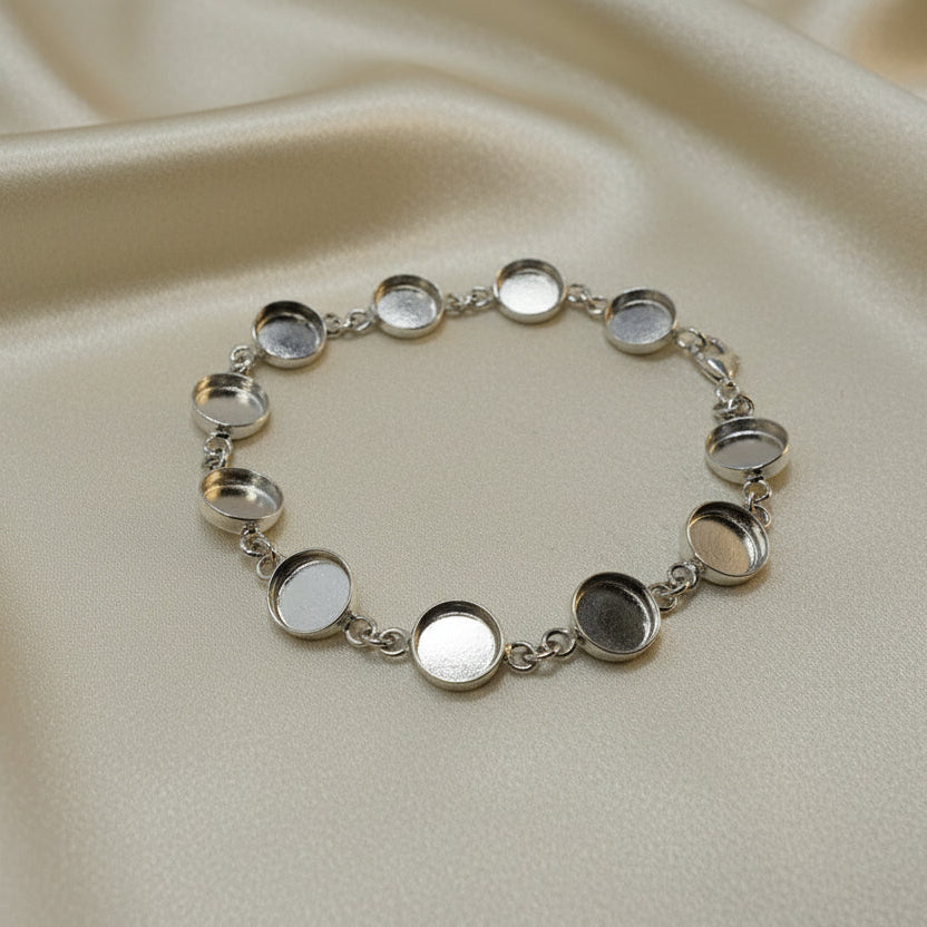 Silver Bracelet Mount For Resin or 11 8mm Cabochons