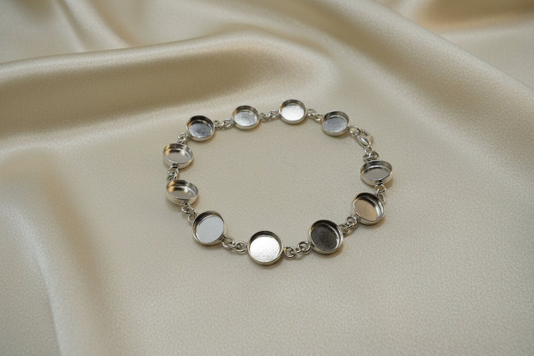 Silver Bracelet Mount For Resin or 11 8mm Cabochons