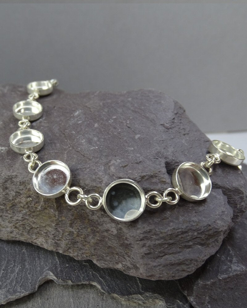 Silver Bracelet Mount For Resin or 11 8mm Cabochons