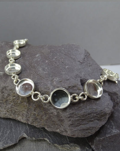 Silver Bracelet Mount For Resin or 11 8mm Cabochons