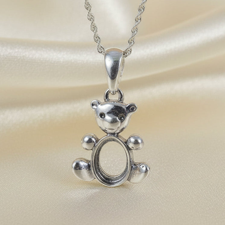silver teddy bear pendant