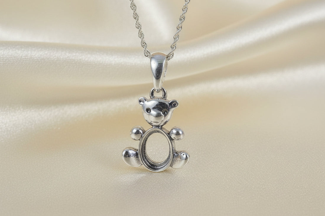 silver teddy bear pendant