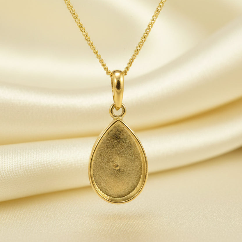 Solid Gold Tear Drop Pendant 16x11