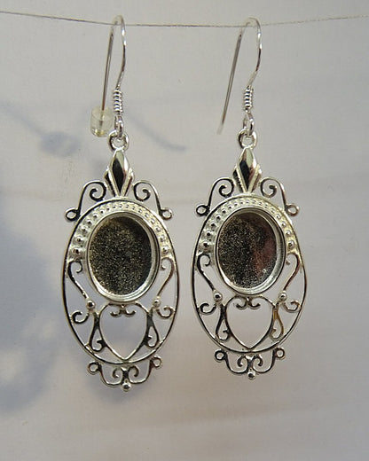 Antique Finished Earrings For Setting 10x8 Stone