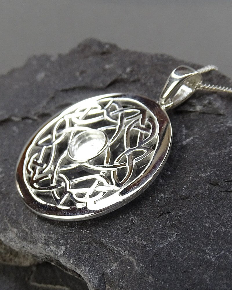 Solid Silver Celtic Style Pendant to fit 6mm Cabochon Or Resin