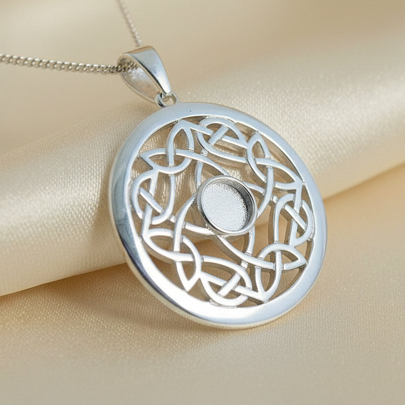 solid silver Celtic unset pendant