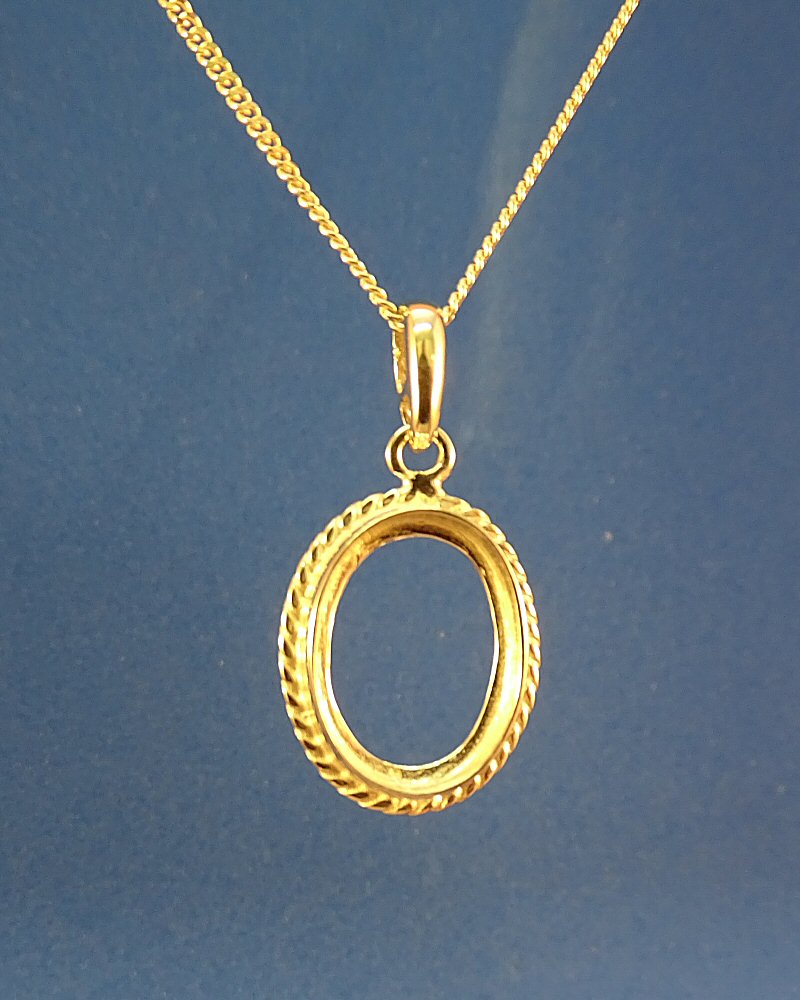 Solid Gold Rope Edge Pendant To Fit Cabochon