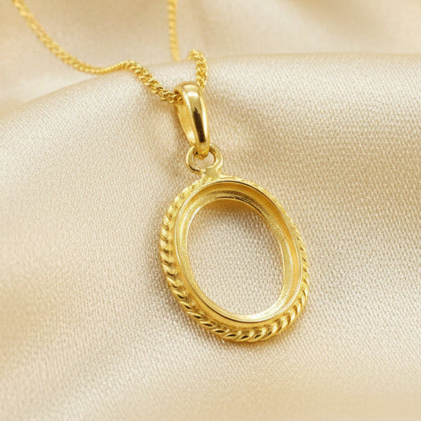 Solid Gold Rope Edge Pendant To Fit Cabochon