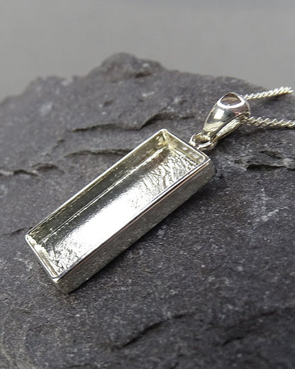 20X8 Rectangular Solid Back Silver Pendant Suitable For Resin