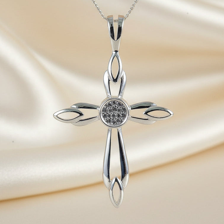 silver cross blank for cabochon