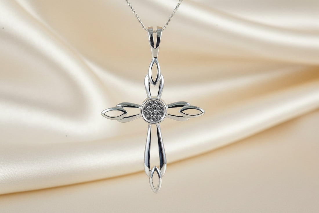 silver cross blank for cabochon