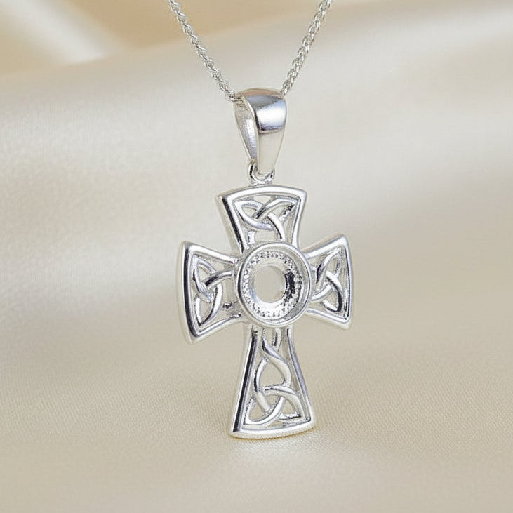 Silver Unset Cross For 6mm Cabochon