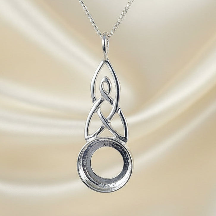 Silver Celtic Style Pendant Mount For 10mm Stone