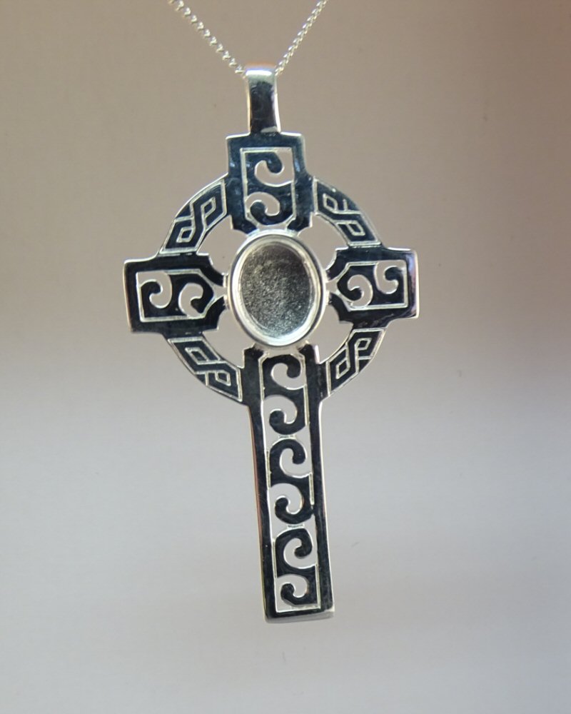 Solid Silver Celtic Cross Suitable For 10x8 Cab Or Resin