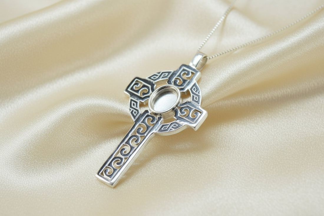 Solid Silver Celtic Cross Suitable For 10x8 Cab Or Resin
