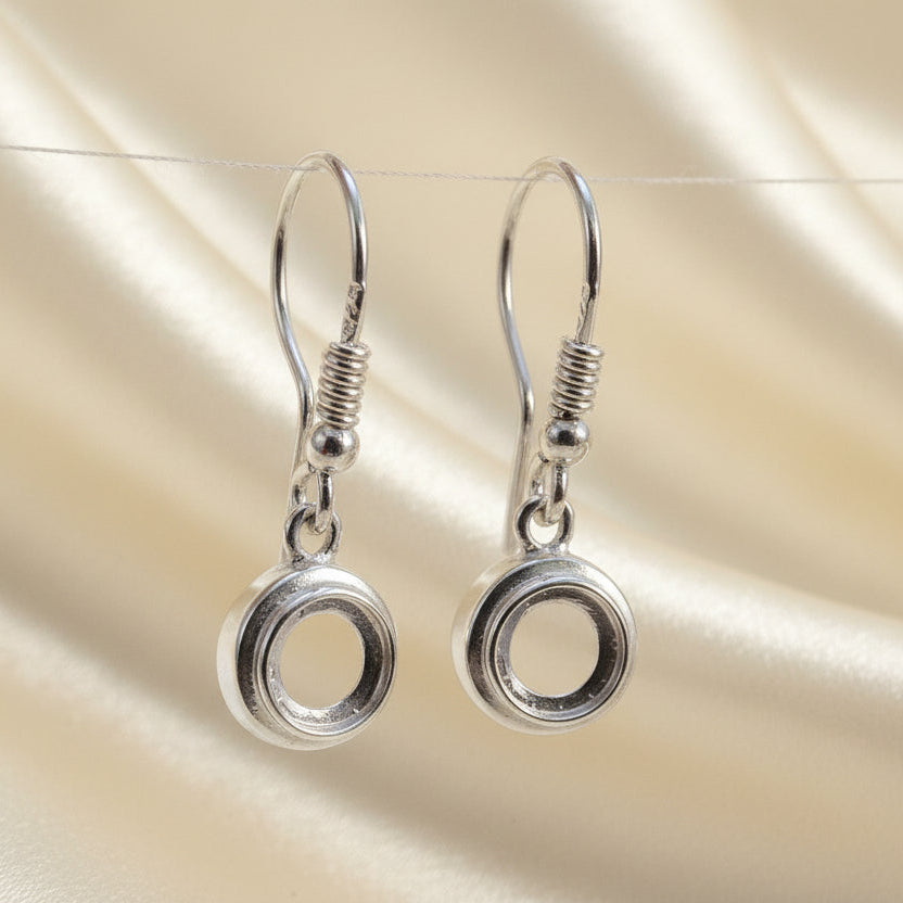 Round Silver Ear Drop Mount For 6mm Cabochon