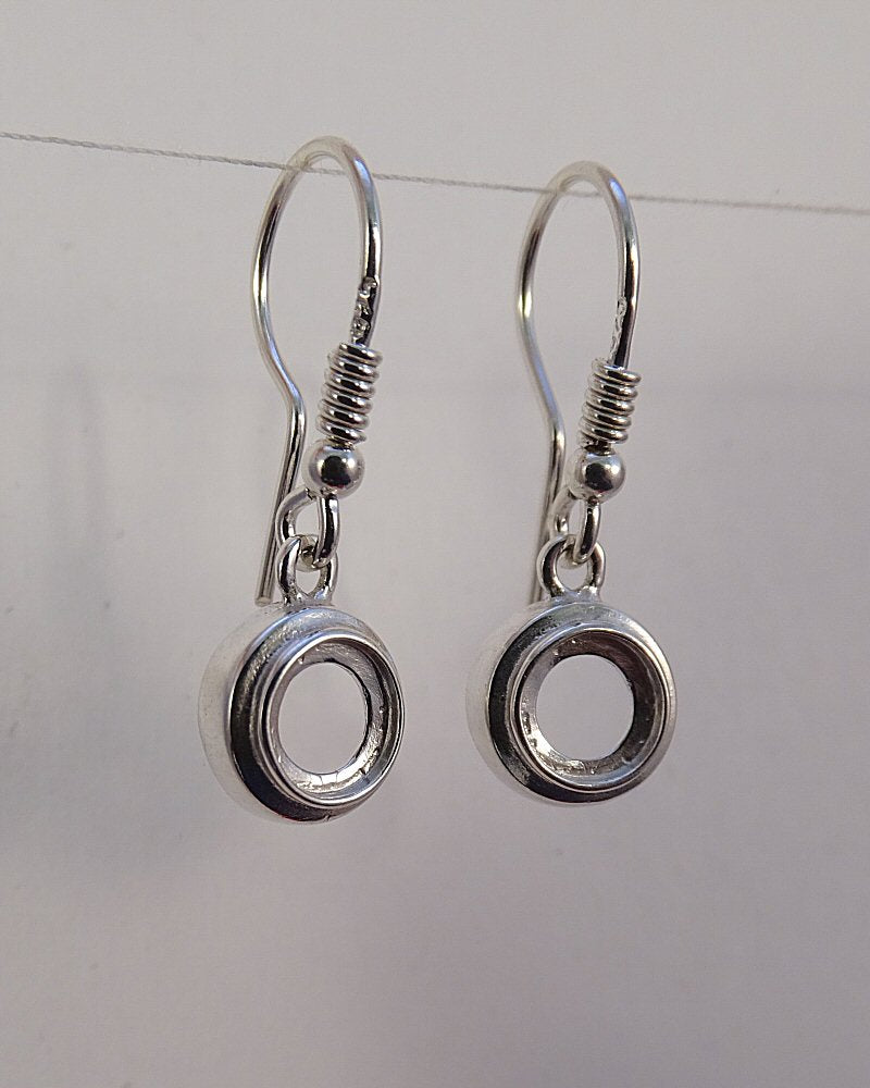 Round Silver Ear Drop Mount For 6mm Cabochon